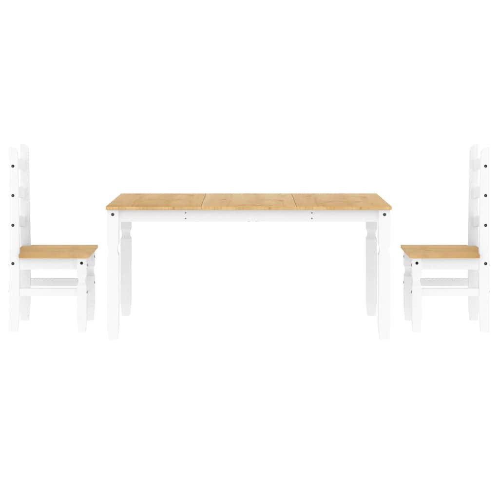 3 pcs conjunto de jantar Panama madeira pinho maciça branco