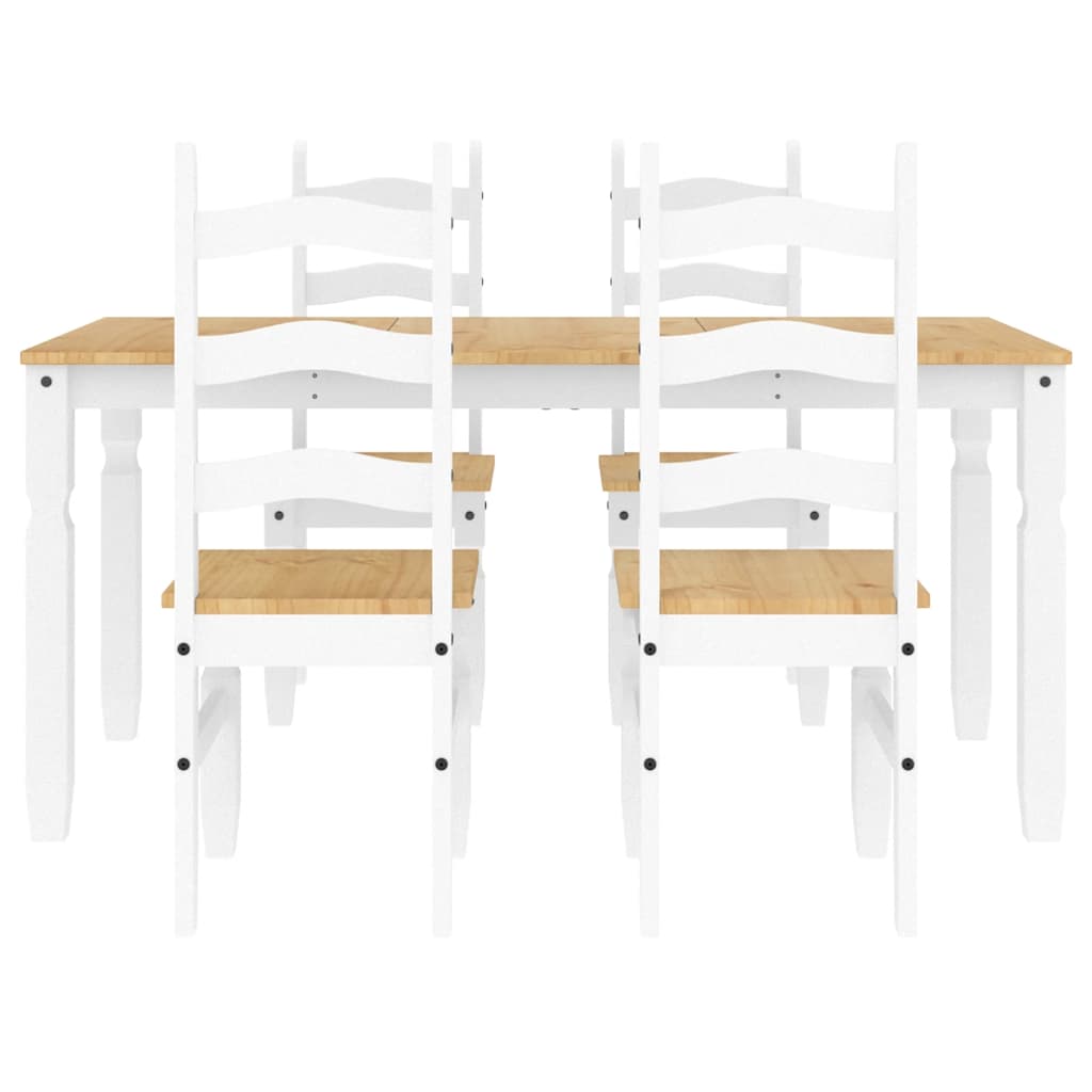 5 pcs conjunto de jantar Panama madeira pinho maciça branco