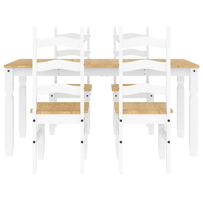 5 pcs conjunto de jantar Panama madeira pinho maciça branco