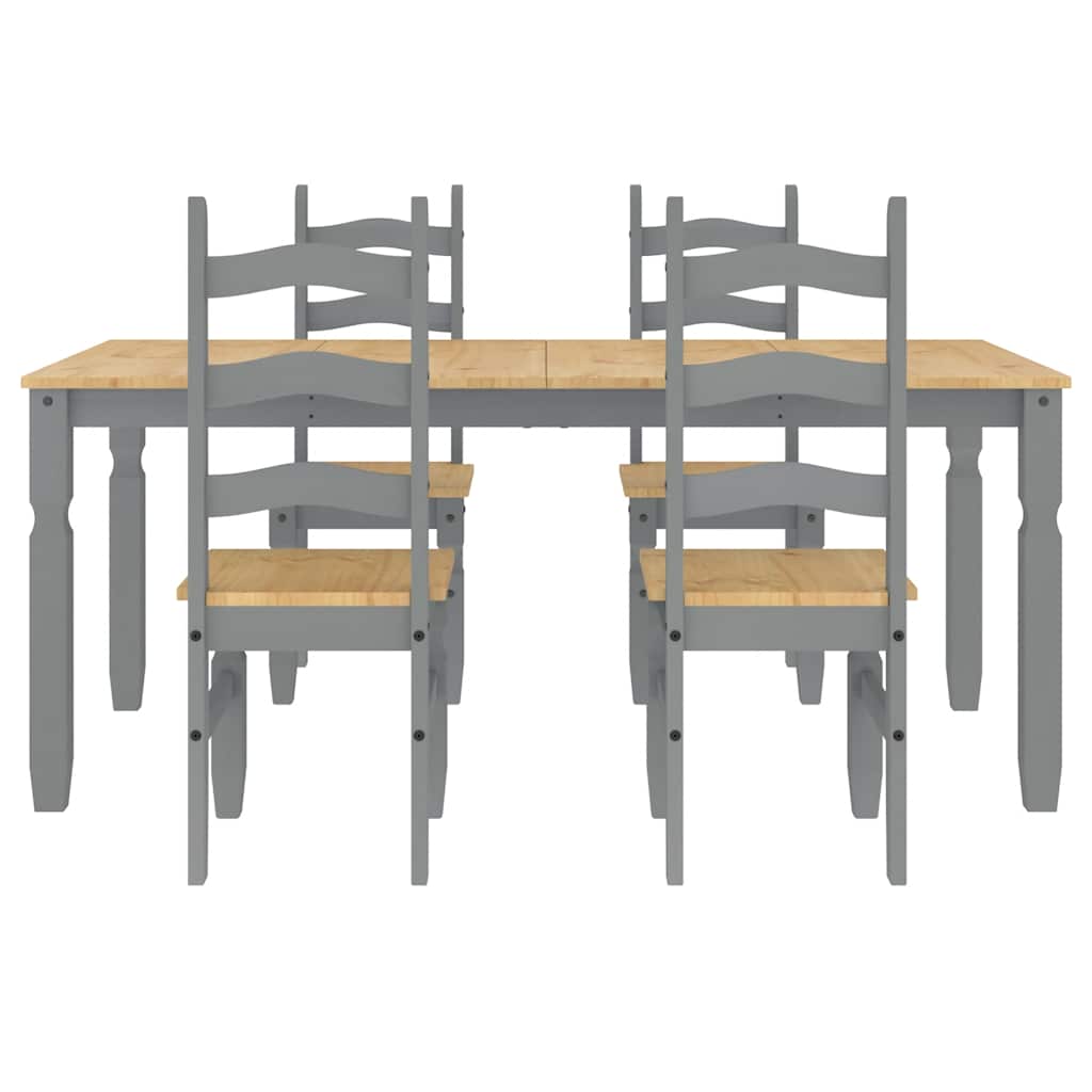5 pcs conjunto de jantar Panama madeira pinho maciça cinzento