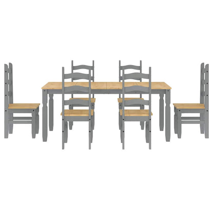 7 pcs conjunto de jantar Panama madeira pinho maciça cinzento