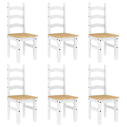 7 pcs conjunto de jantar Panama madeira pinho maciça branco