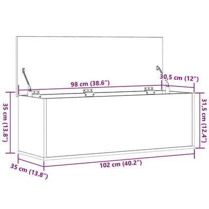 Caixa de Armazenamento Madeira antiga 102 x 35 x 35 cm