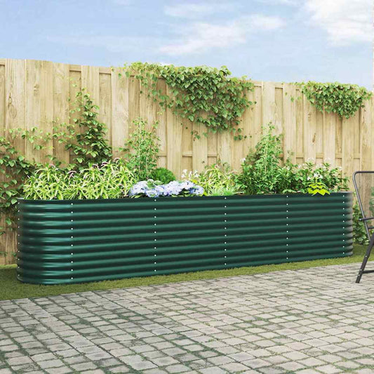 Canteiro de jardim elevado Verde 400 x 80 x 81 cm Aço