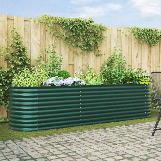 Canteiro de jardim elevado Verde 320 x 80 x 81 cm Aço