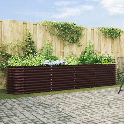 Canteiro de jardim elevado Castanho 400 x 80 x 81 cm Aço
