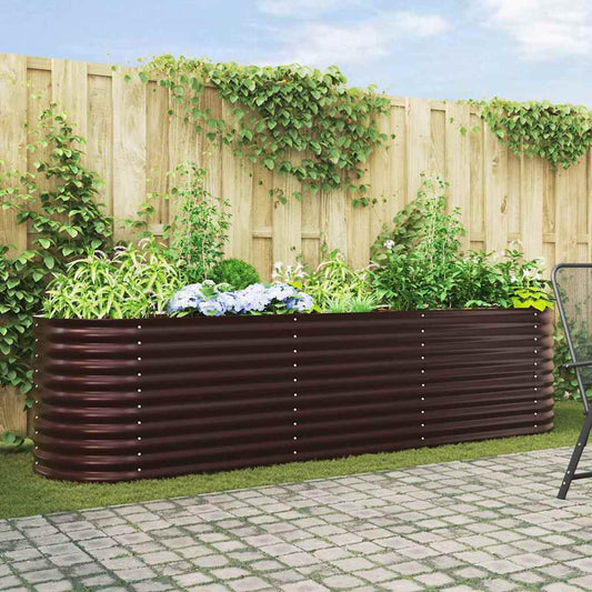 Canteiro de jardim elevado Castanho 320 x 80 x 81 cm Aço