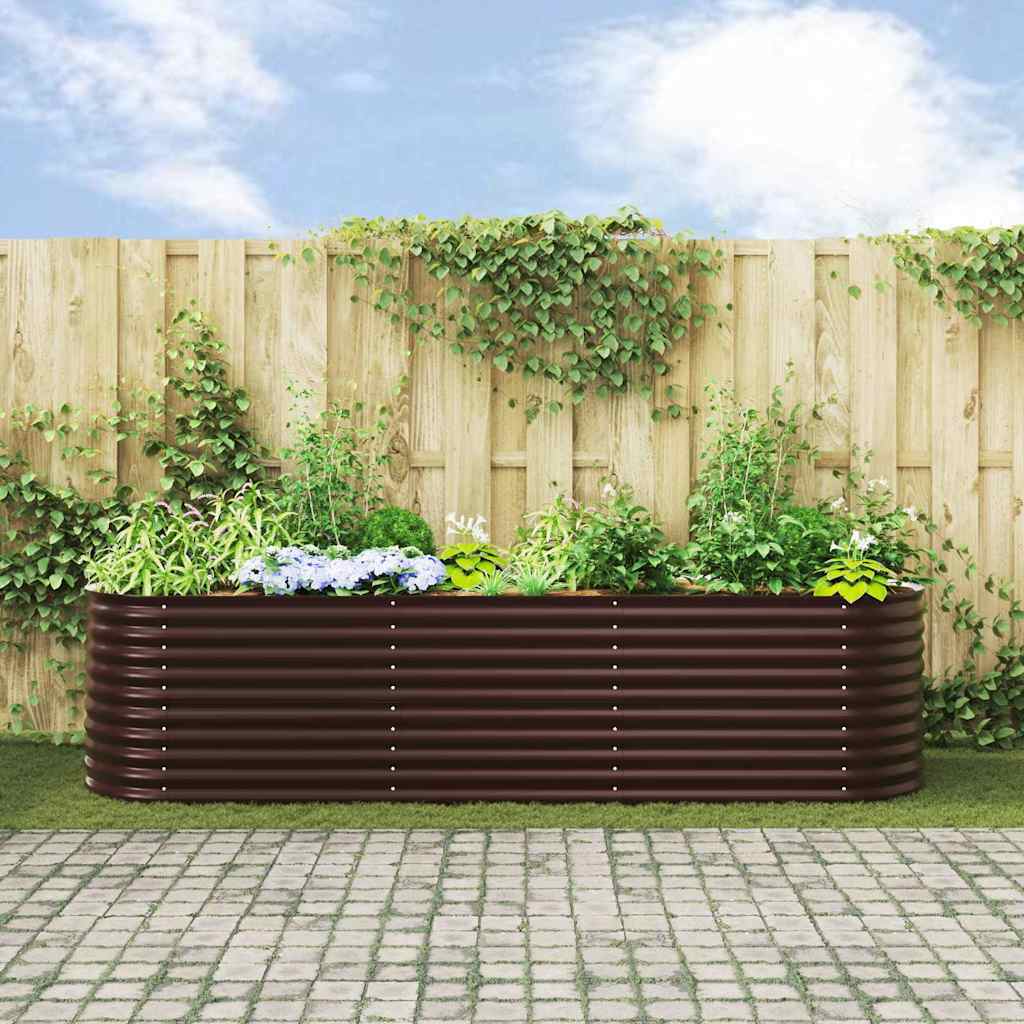 Canteiro de jardim elevado Castanho 320 x 80 x 81 cm Aço