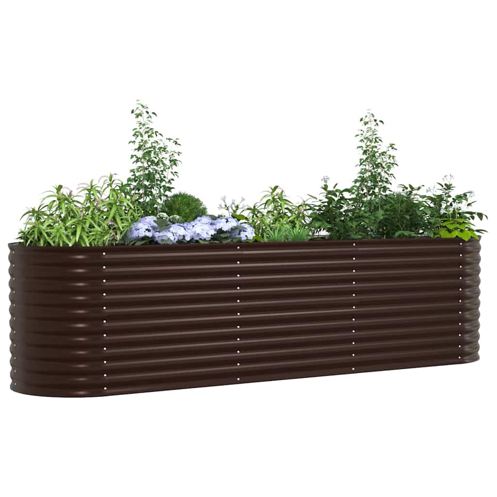 Canteiro de jardim elevado Castanho 320 x 80 x 81 cm Aço