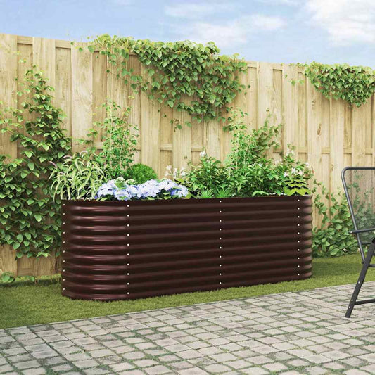 Canteiro de jardim elevado Castanho 240 x 80 x 81 cm Aço