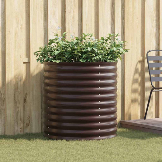 Canteiro de jardim elevado Castanho 80 x 80 x 81 cm Aço