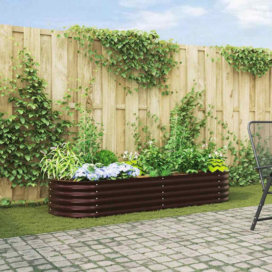 Canteiro de jardim elevado Castanho 240 x 80 x 44 cm Aço