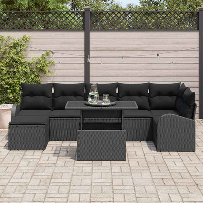 Conjunto de Sofá de Jardim com almofada 8 pcs Preto