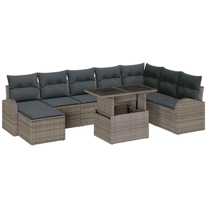 Conjunto de Sofá de Jardim com almofada 9 pcs Cinzeto