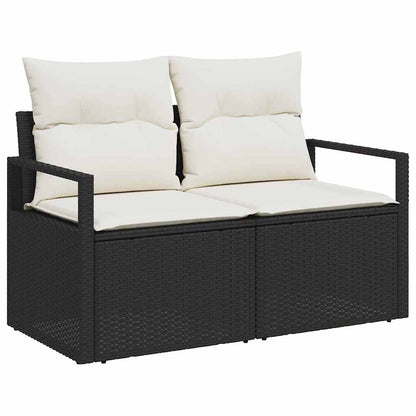 Conjunto de Sofá de Jardim com almofada 6 pcs Preto e creme