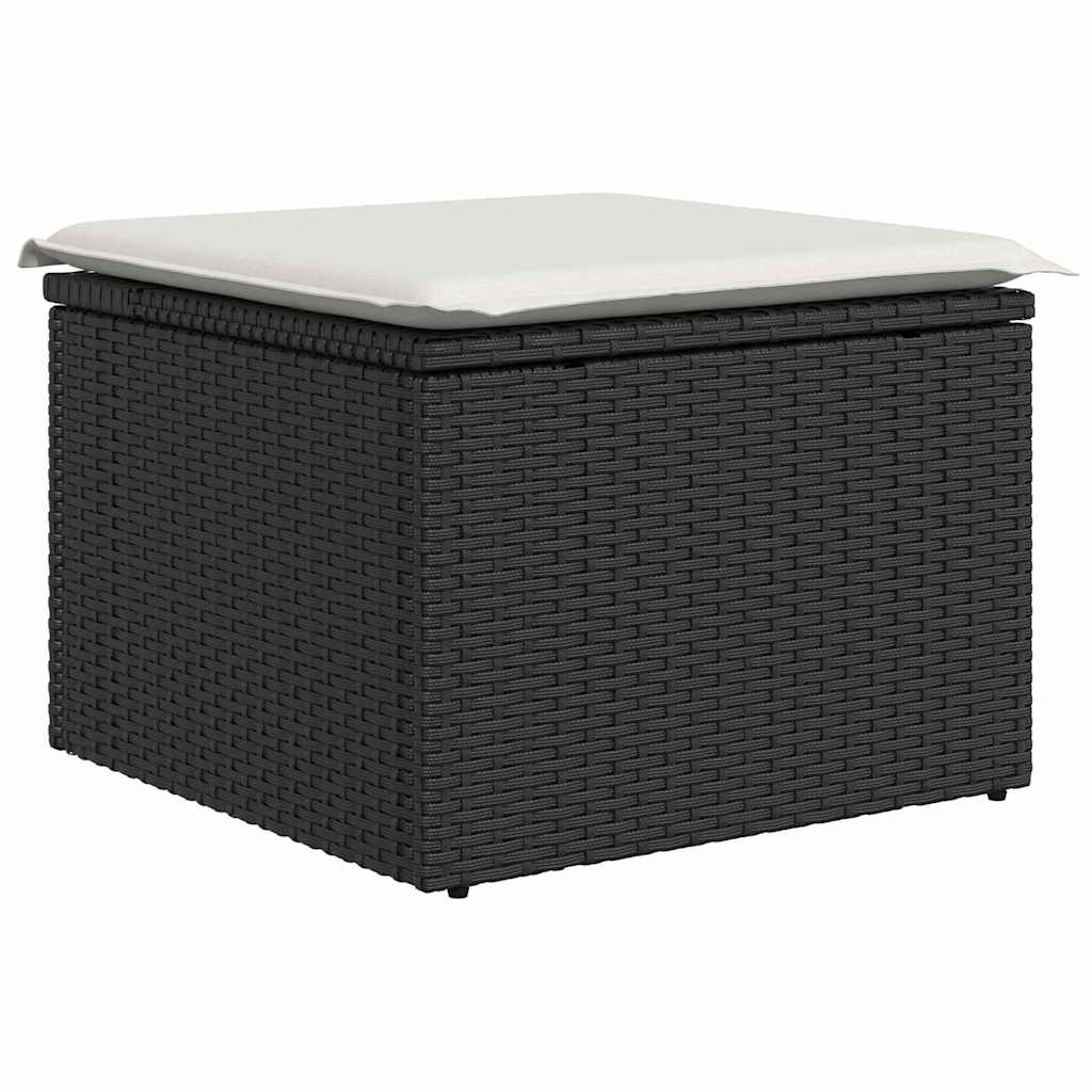 Conjunto de Sofá de Jardim com almofada 6 pcs Preto e creme