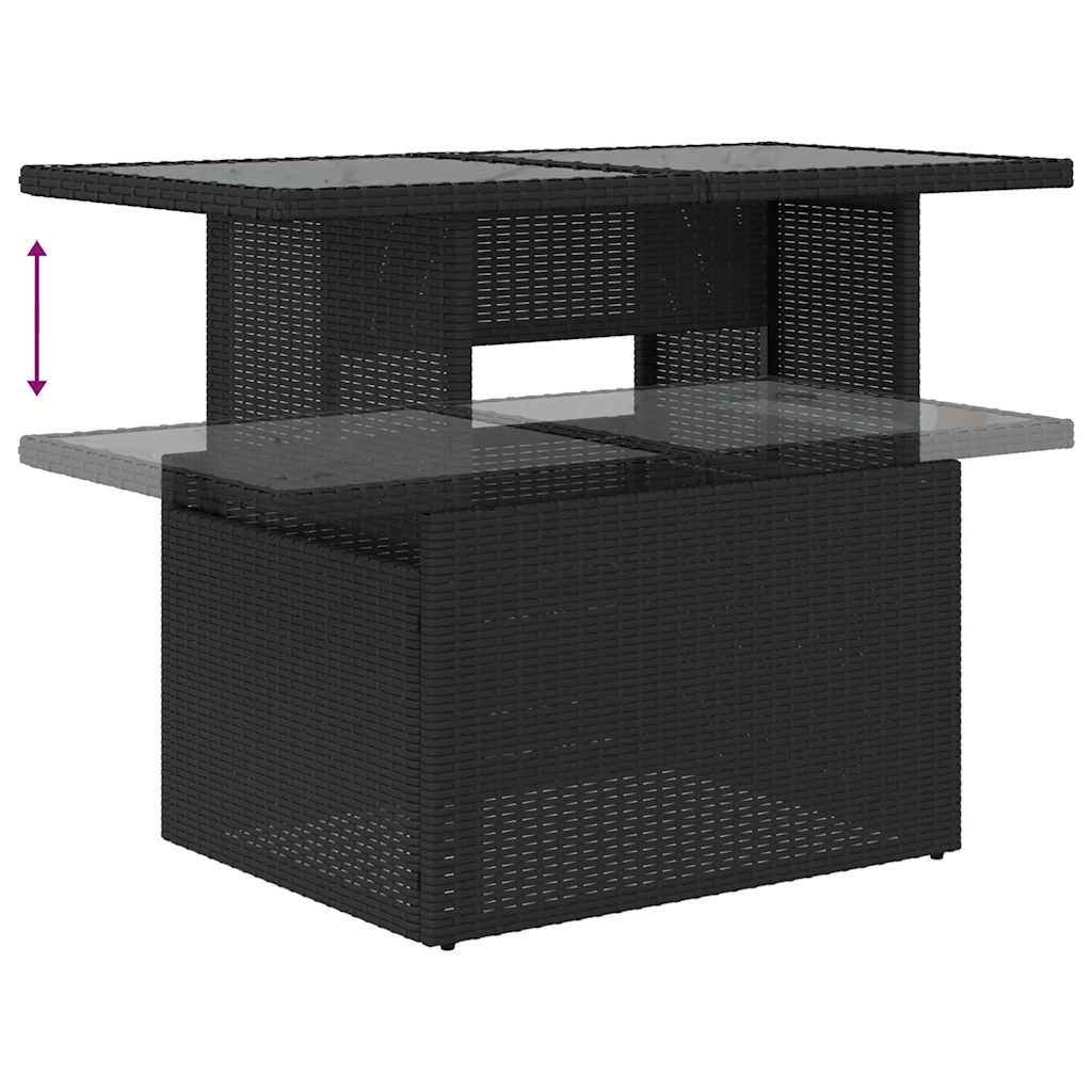 Conjunto de Sofá de Jardim com almofada 6 pcs Preto e creme
