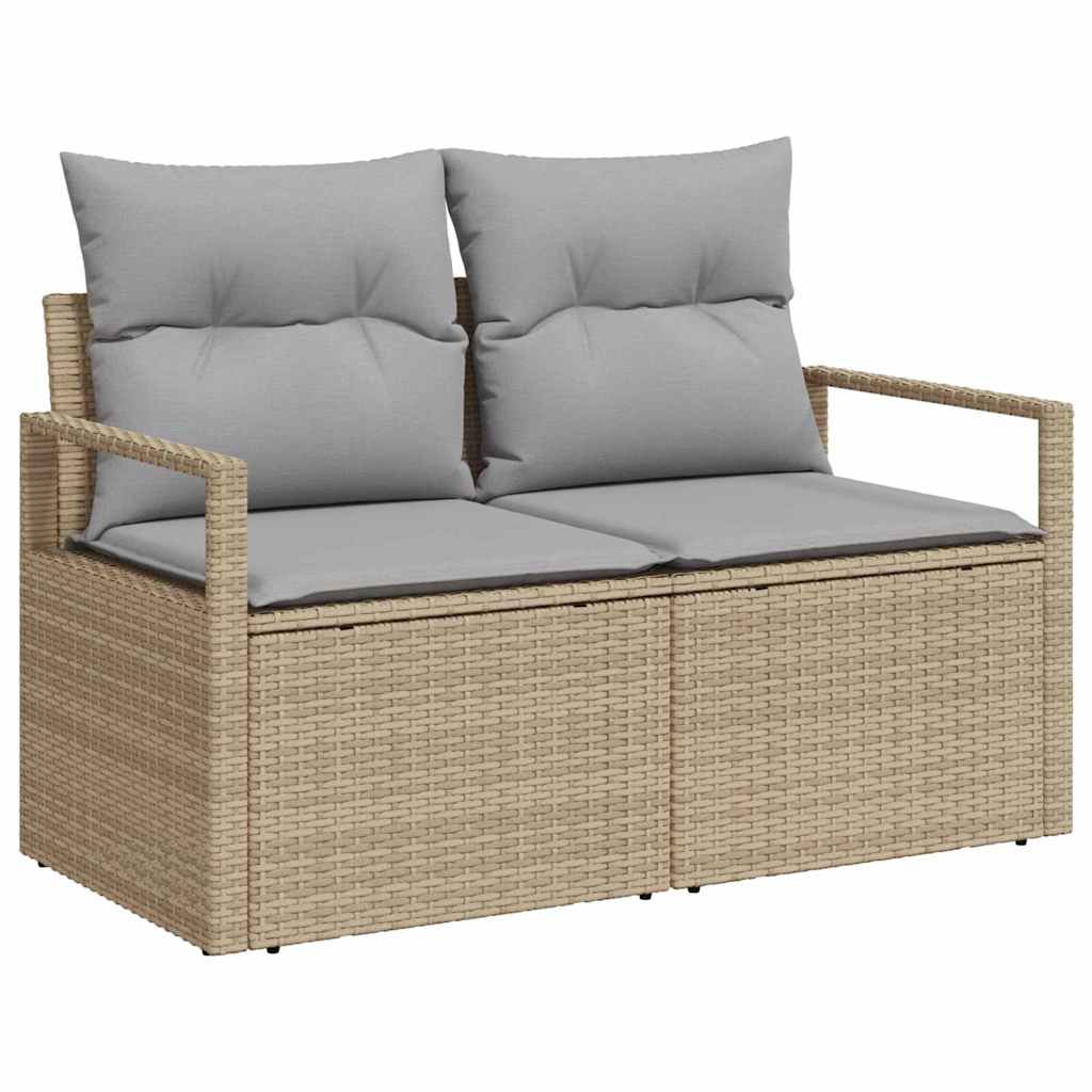 Conjunto de Sofá de Jardim Manual 5 pcs bege e cinzento claro