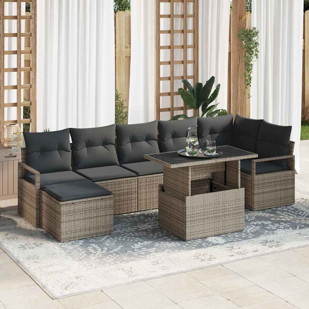 Conjunto de Sofá de Jardim com almofada 8 pcs Cinzeto