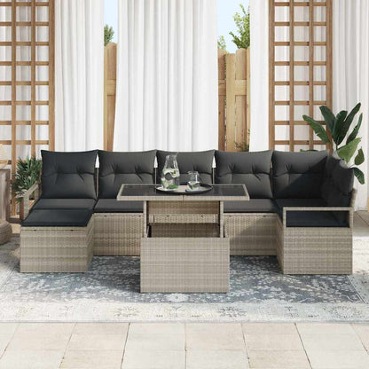 Conjunto de Sofá de Jardim com almofada 8 pcs Cinzento-claro