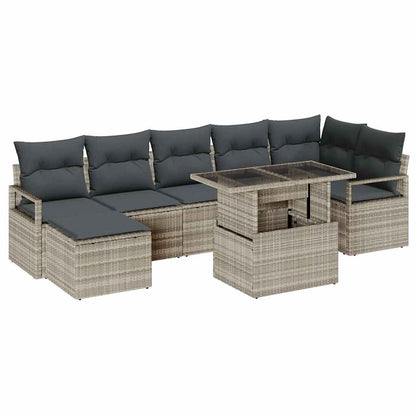 Conjunto de Sofá de Jardim com almofada 8 pcs Cinzento-claro