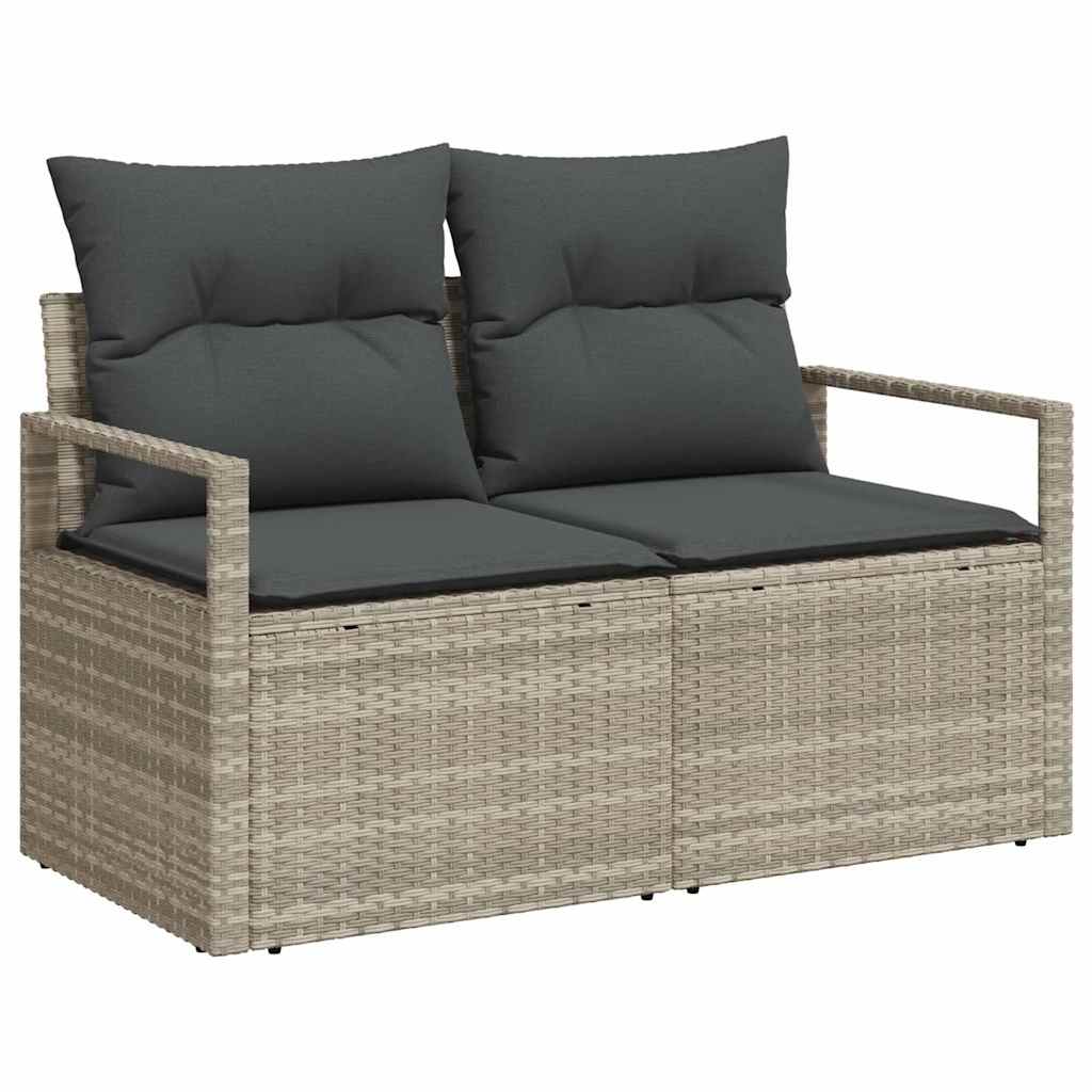 Conjunto de Sofá de Jardim com almofada 8 pcs Cinzento-claro