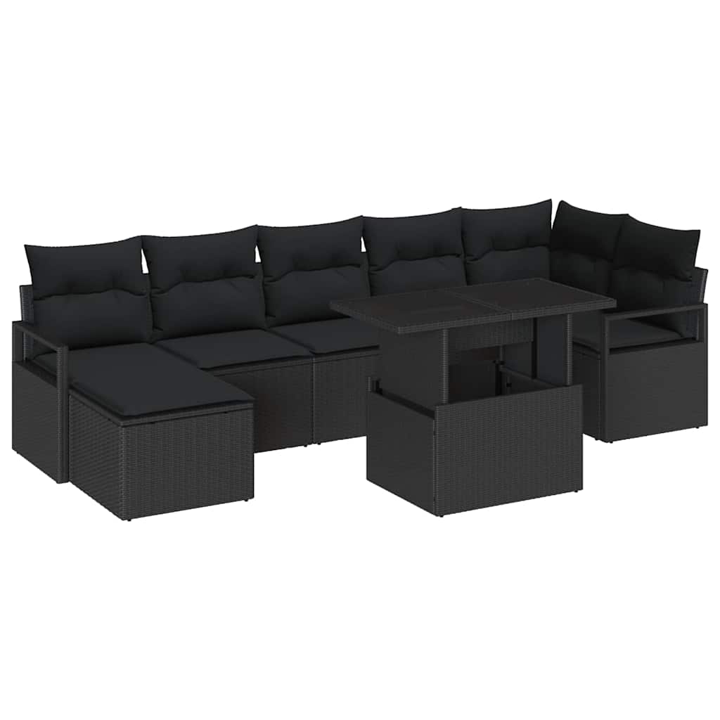 Conjunto de Sofá de Jardim 8 pcs Preto vime PE
