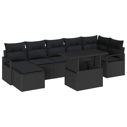 Conjunto de Sofá de Jardim 8 pcs Preto vime PE