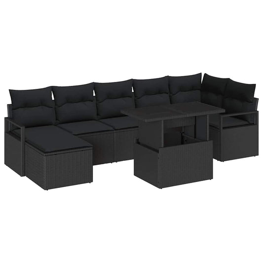 Conjunto de Sofá de Jardim 8 pcs Preto vime PE