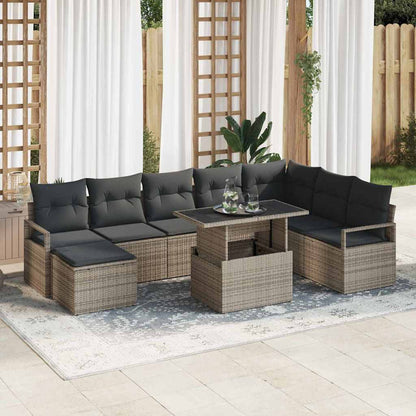Conjunto de Sofá de Jardim com almofada 9 pcs Cinzeto