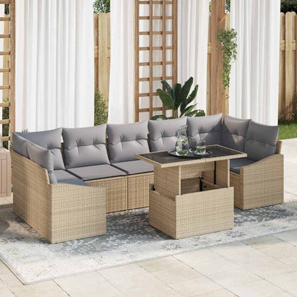 Conjunto de Sofá de Jardim 8 pcs bege e cinzento claro vime PE