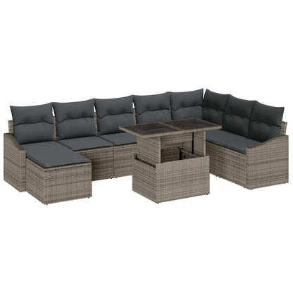 Conjunto de Sofá de Jardim com almofada 9 pcs Cinzeto