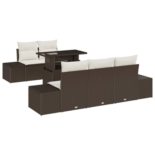 Conjunto de Sofás com almofada 6 pcs Marrom e Creme vime PE