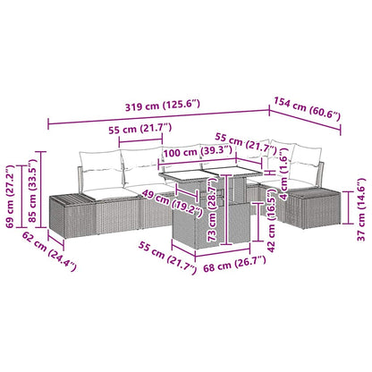 Conjunto de Sofá de Jardim 7 pcs Bege e Cinza Claro vime PE