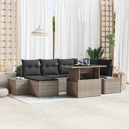 Conjunto de Sofá de Jardim com almofada 7 pcs Cinzeto