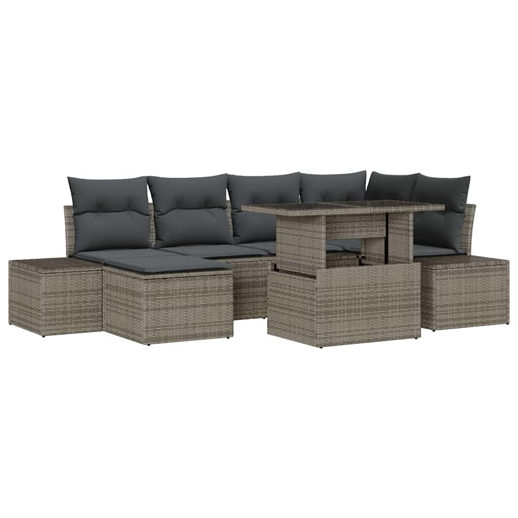 Conjunto de Sofá de Jardim com almofada 7 pcs Cinzeto