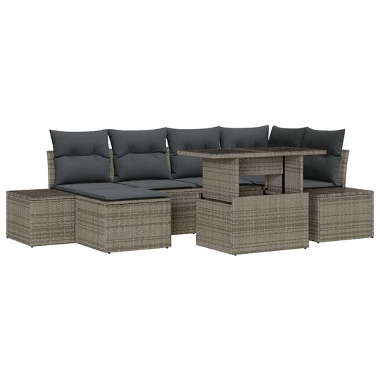 Conjunto de Sofá de Jardim com almofada 7 pcs Cinzeto