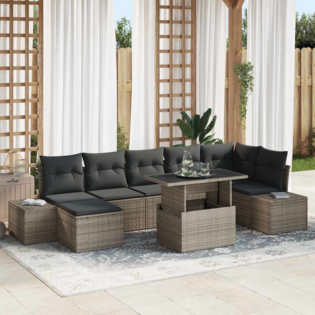 Conjunto de Sofá de Jardim com almofada 8 pcs Cinzeto