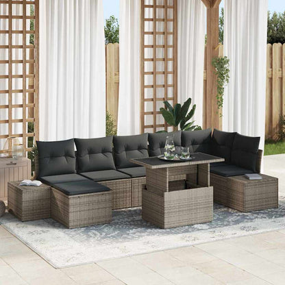 Conjunto de Sofá de Jardim com almofada 8 pcs Cinzeto