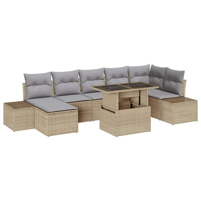 Conjunto de Sofá de Jardim 8 pcs bege e cinzento claro
