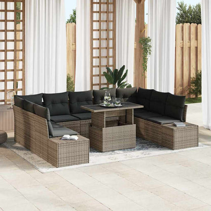 Conjunto de Sofá de Jardim com almofada 10 pcs Cinzeto