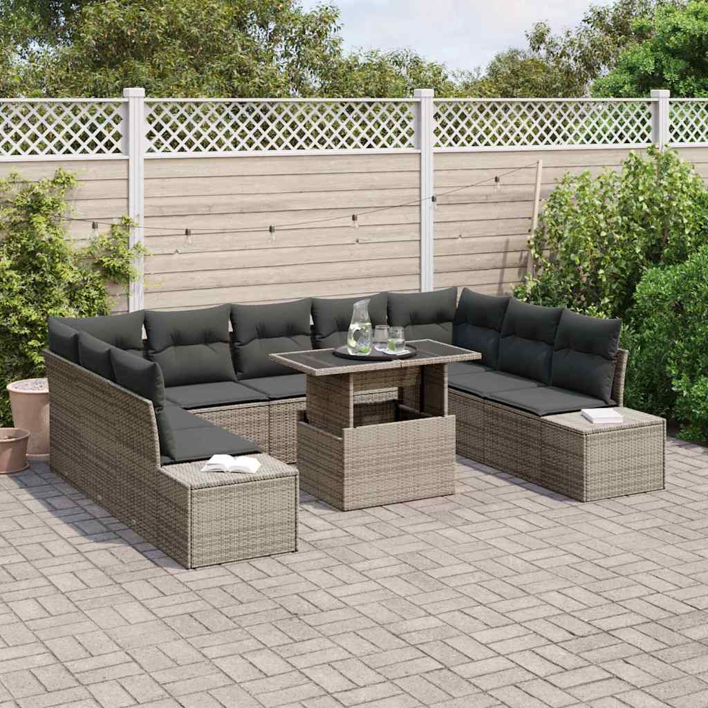 Conjunto de Sofá de Jardim com almofada 10 pcs Cinzeto