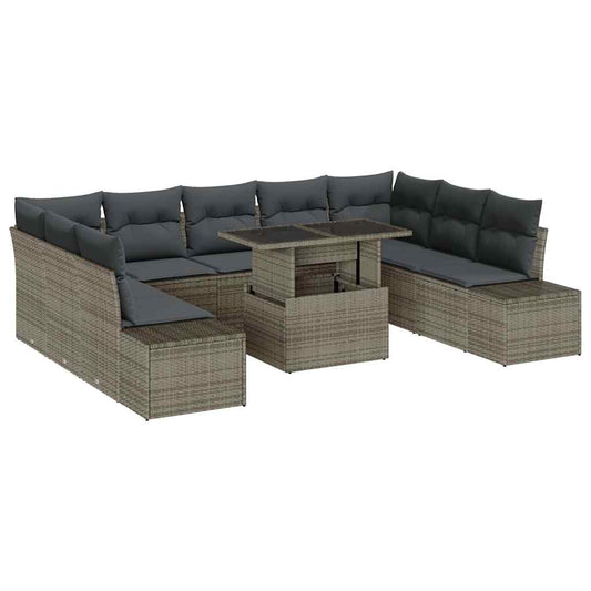 Conjunto de Sofá de Jardim com almofada 10 pcs Cinzeto