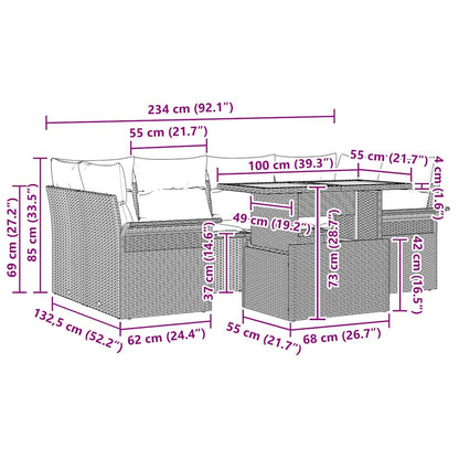 Conjunto de Sofá de Jardim 7 pcs bege e cinzento claro
