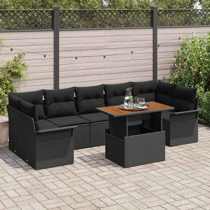 Conjunto de Sofá de Jardim com almofada 8 pcs Preto