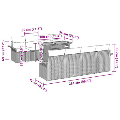 Conjunto de Sofá de Jardim com almofada 7 pcs Cinzeto