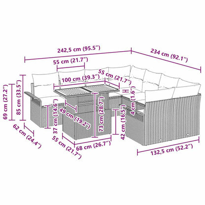 Conjunto de Sofá de Jardim com almofada Manual Cinzeto