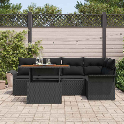 Conjunto de Sofá de Jardim com almofada 6 pcs Preto