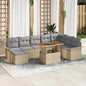 Conjunto de Sofá de Jardim 9 pcs bege e cinzento claro