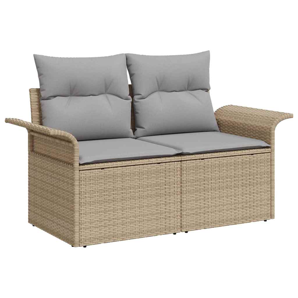 Conjunto de Sofá de Jardim 9 pcs bege e cinzento claro